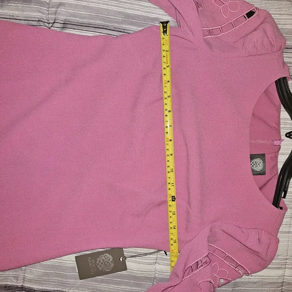 NWT Vince Camuto Pink Embroidered Puff Sleeve Shift Dress Size 0 - Picture 8 of 13